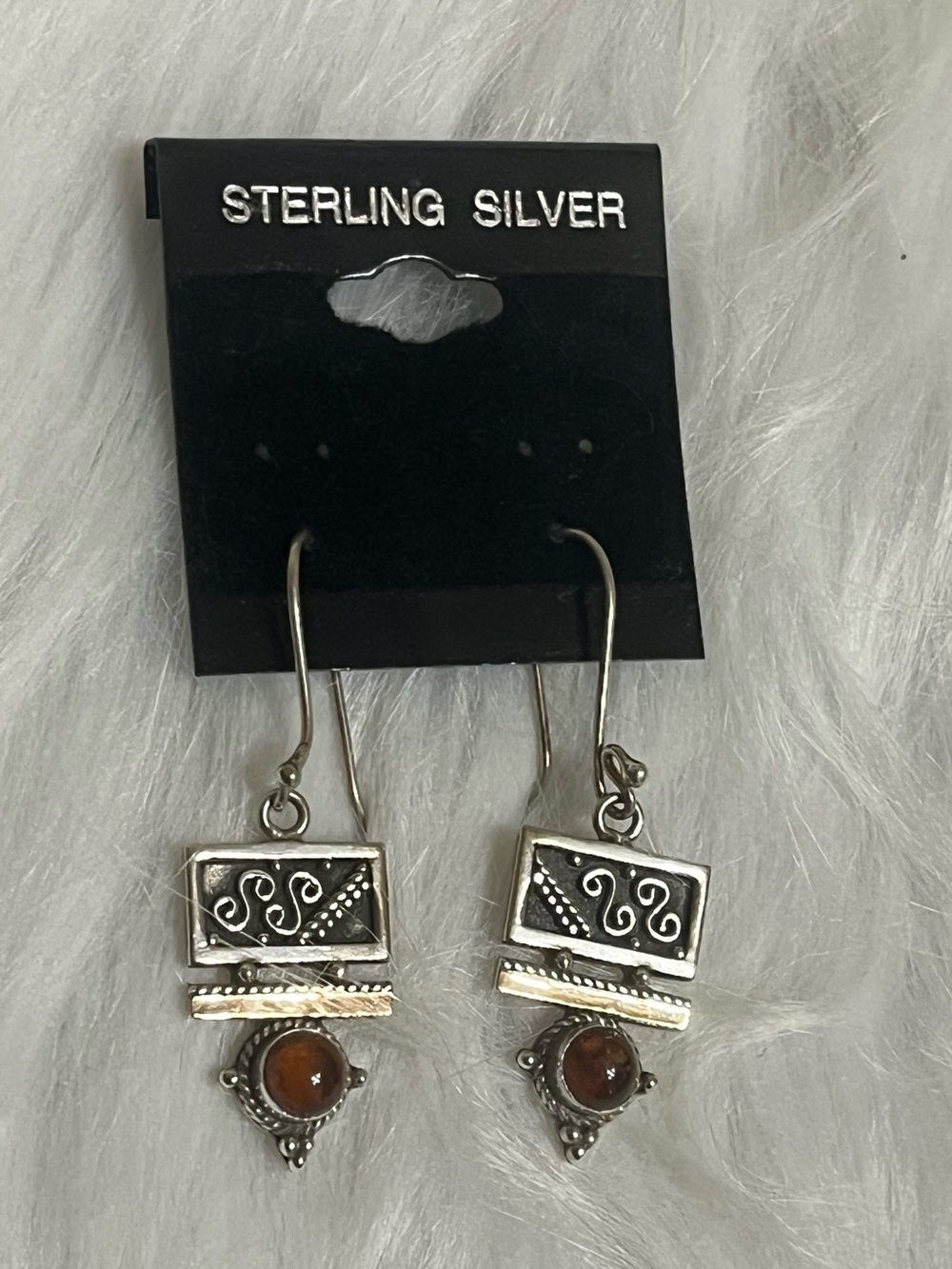 Sterling Amber Earrings
